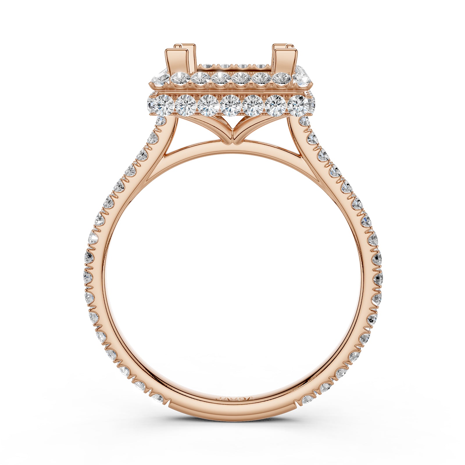 Double Halo Semi Mount Lab Grown Diamond Engagement Ring 0.53 Ct.